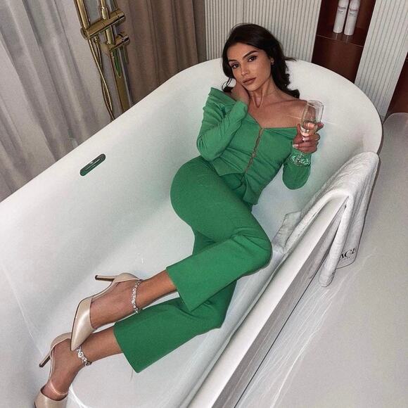 Zara Green Corset Off The Shoulder Blazer Collared Small Influencer Fave Viral - Picture 1 of 11